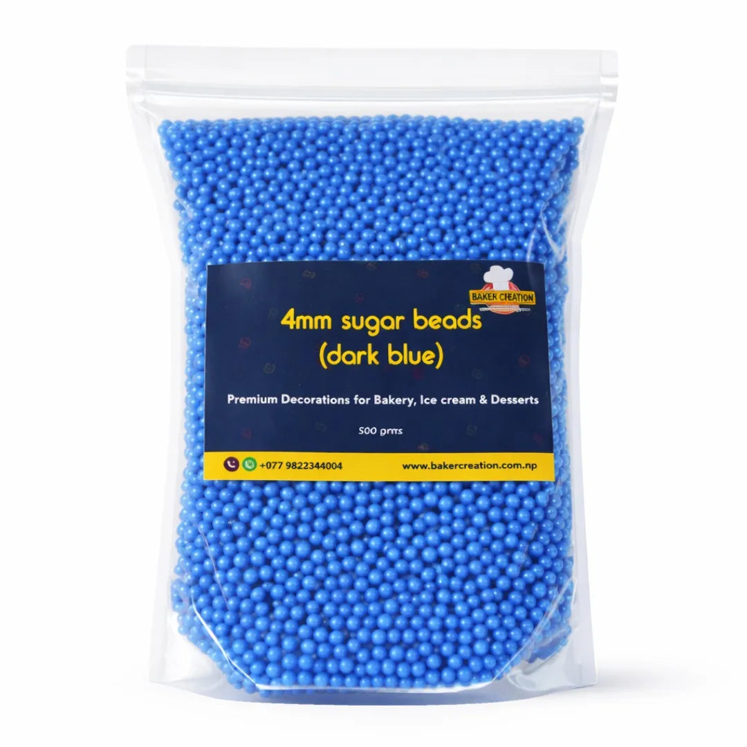 Baker's Creation Cake Sprinkles Dark Blue Sugar Beads (4 mm)