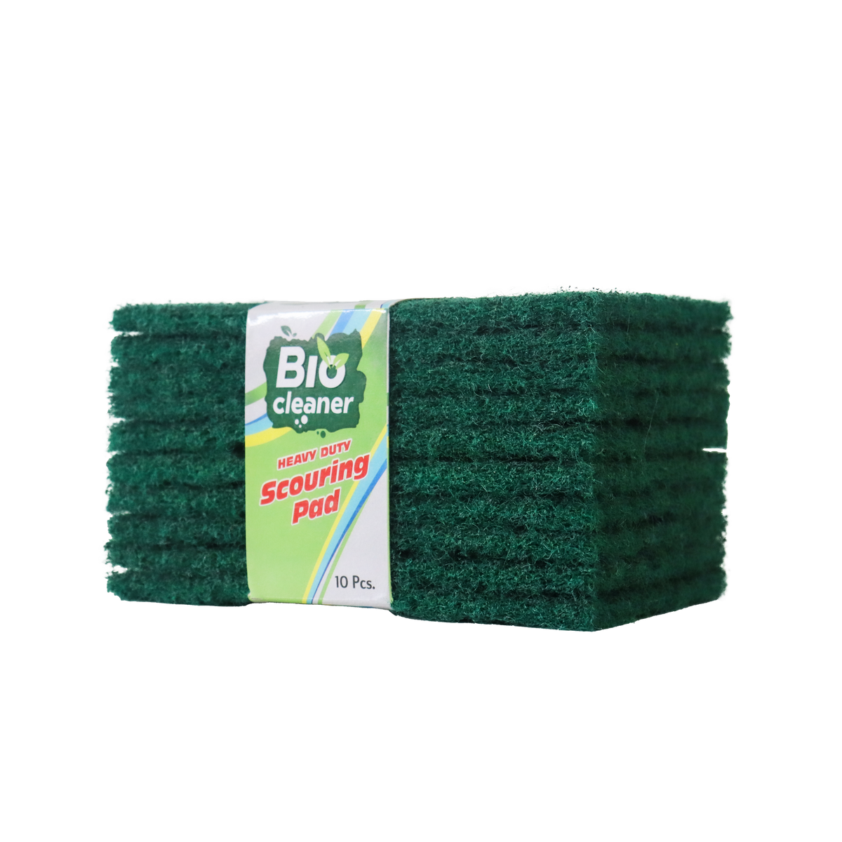 Green scrubbing pad bundle for removing grease grime and food residue from kitchen utensils countertops without scratching surfaces