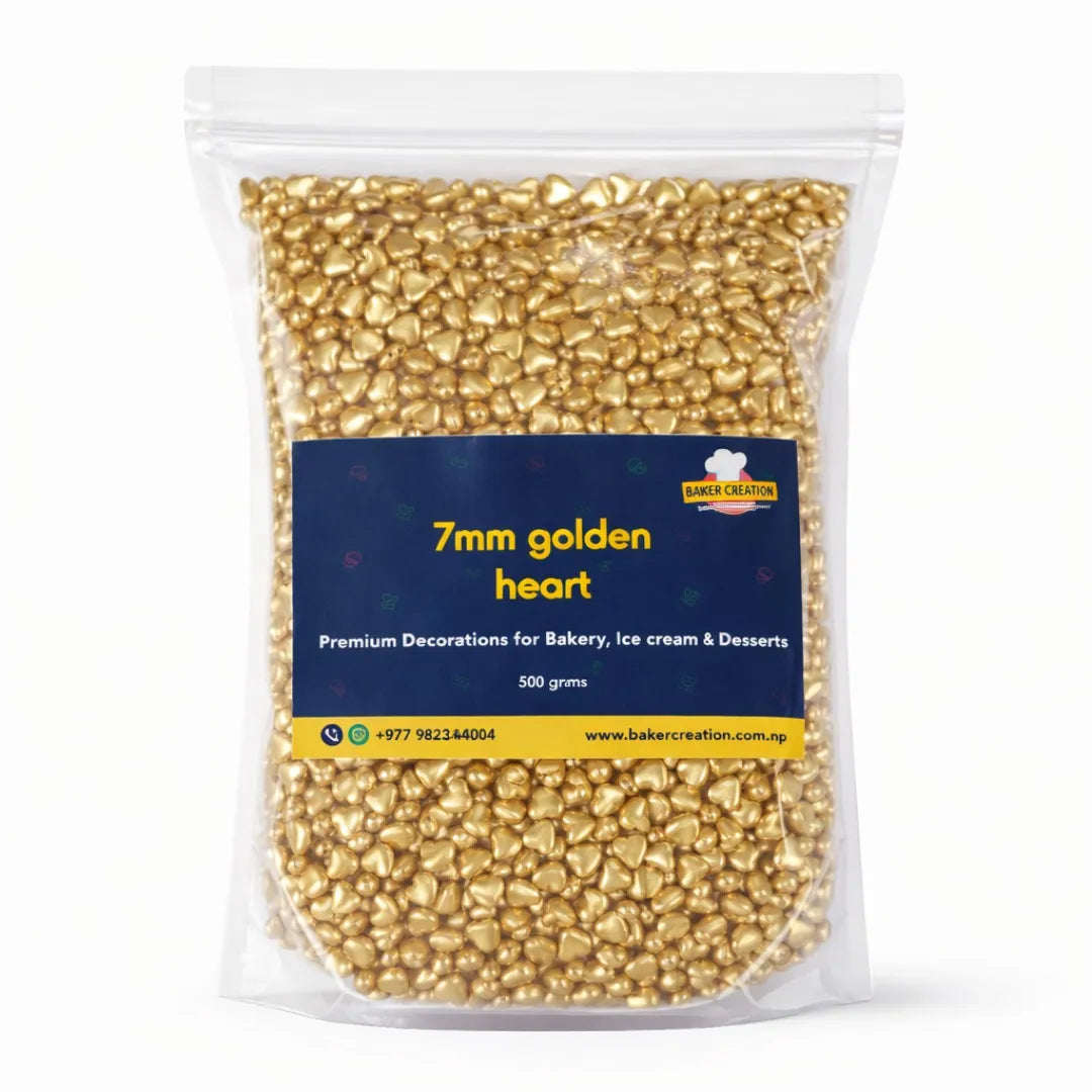 Baker's Creation Cake Sprinkles Gold Heart (7 mm)