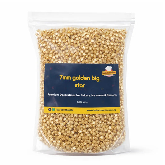 Baker's Creation Cake Sprinkles Golden Big Star (7 mm)