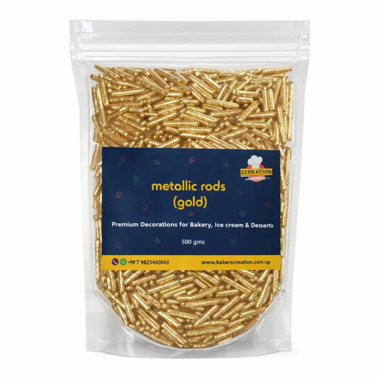 Baker's Creation Cake Sprinkles Metallic Rods Gold (500 g)
