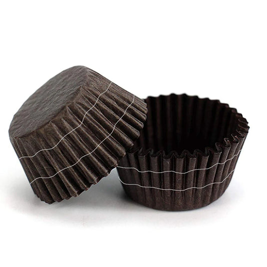 Paper Cups Mini Muffin Liner Dark Chocolate Silver Line
