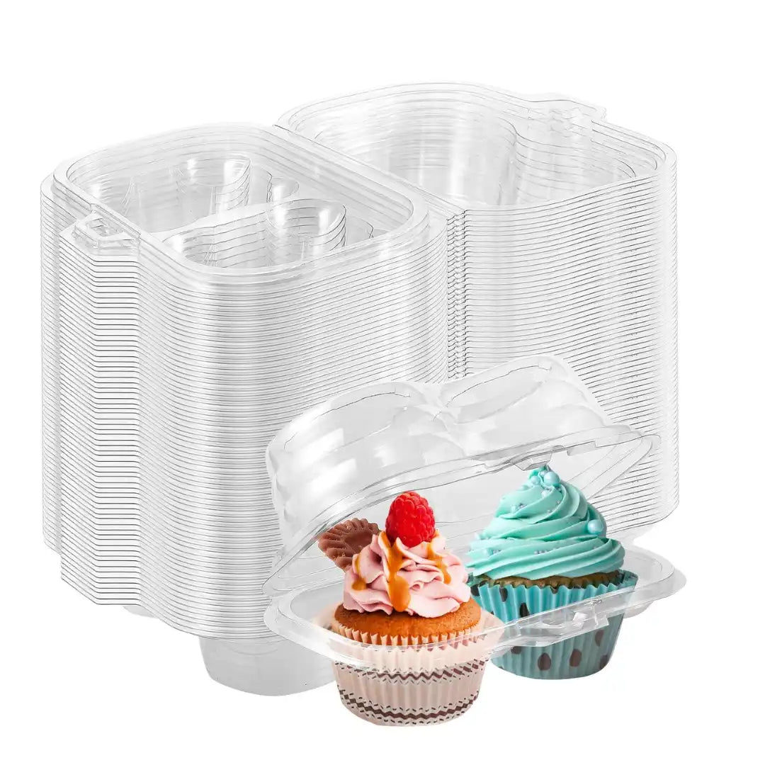 Plastic Cup Cake Box (2 Cavity)