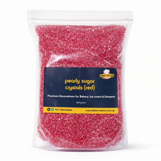 Baker's Creation Cake Sprinkles Pearly Red Sugar Crystal (500 g)