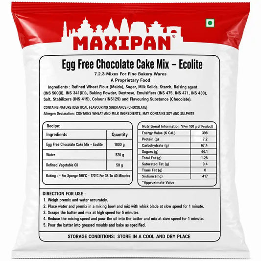 Maxipan Egg-Free Chocolate Cake Mix Ecolite