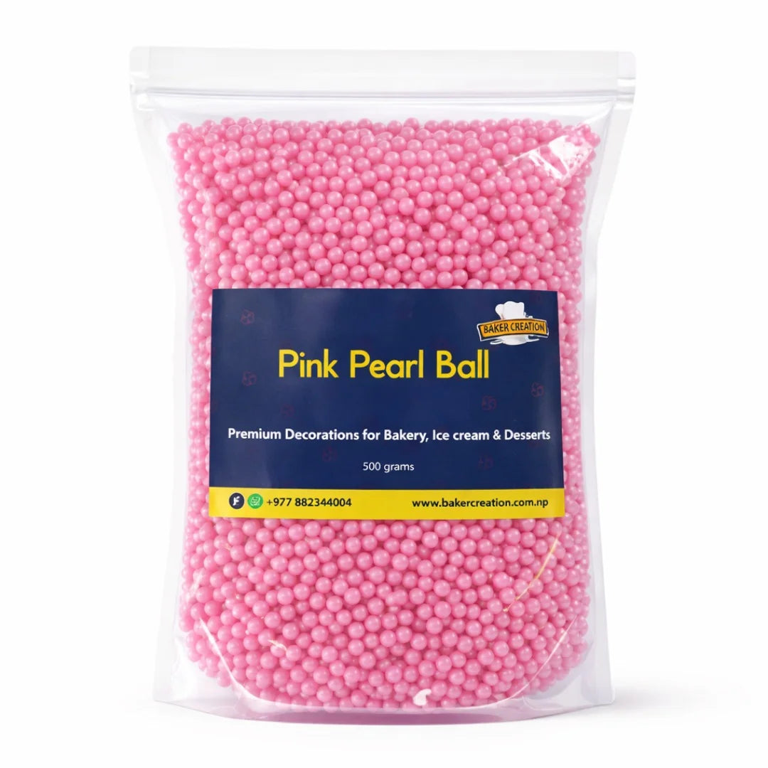 Baker's Creation Cake Sprinkles Pink Pearl Ball (4 mm)