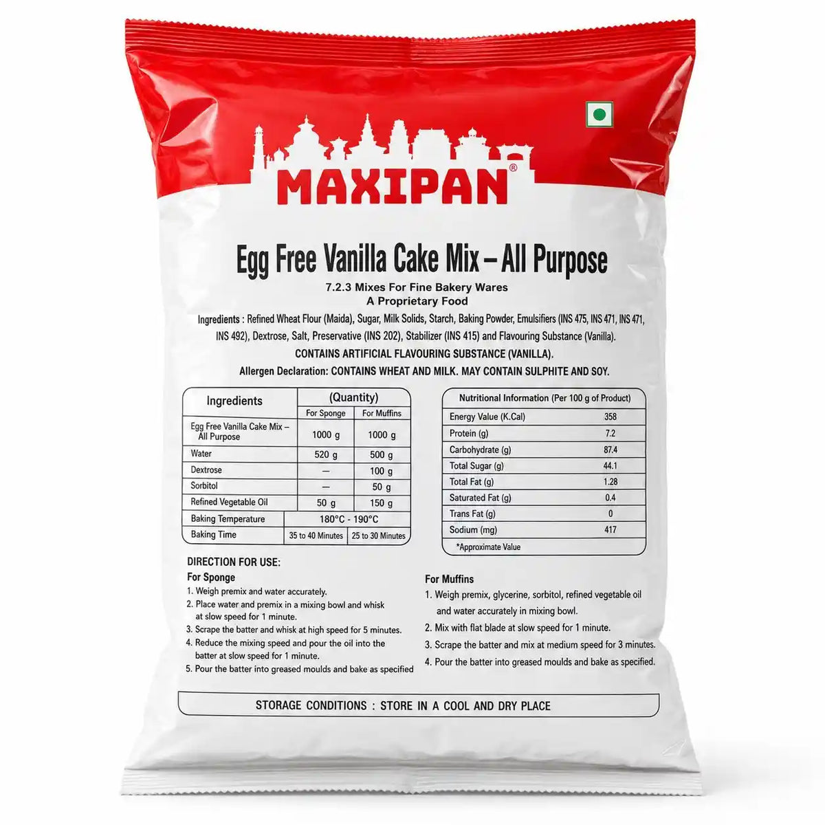 Maxipan Egg-Free Vanilla Cake Mix All Purpose