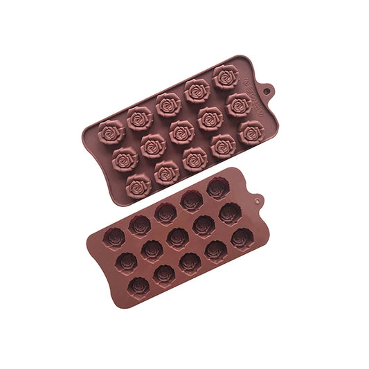 Silicon Rose Shape Chocolate Mould (15 Cavity)