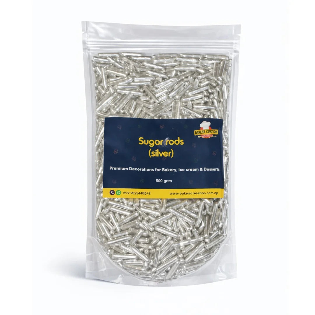 Baker's Creation Cake Sprinkles Sugar Rods (Silver)