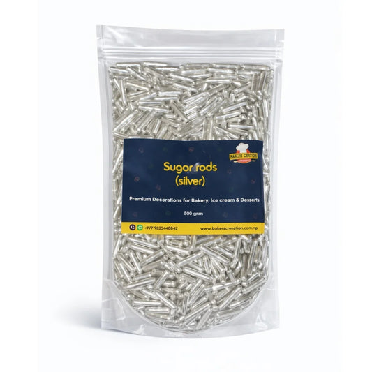Baker's Creation Cake Sprinkles Sugar Rods (Silver)