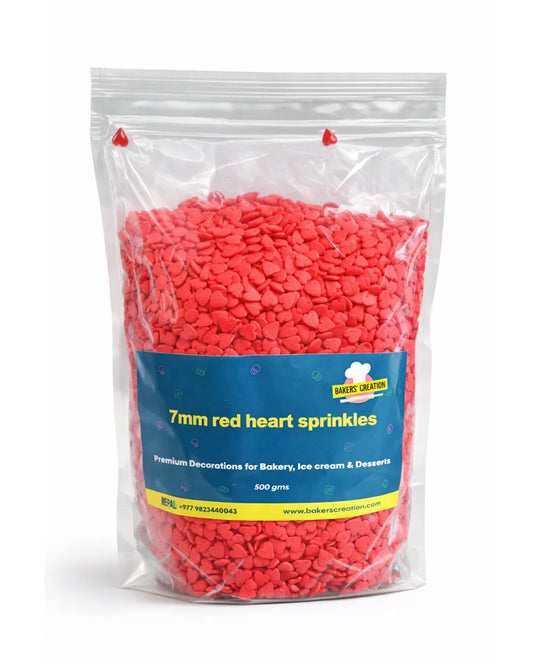 Baker's Creation Red Pearl Heart Sprinkle (7 mm)