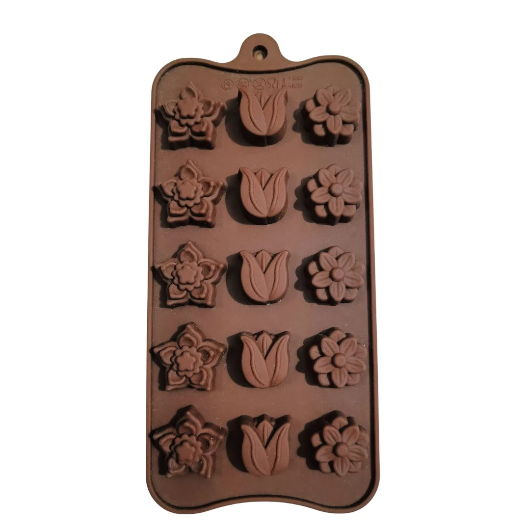 Flower Shape Silicon Chocolate Mould (15 Cavity)