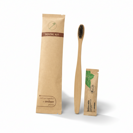 Eco-Friendly Bamboo Dental Kit - Toothbrush + 5g Paper Wrap Toothpaste (100% Plastic-Free)