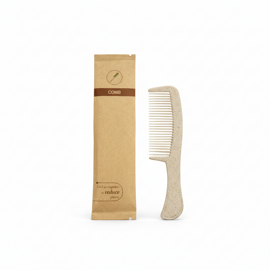 Eco-Friendly Wheat Straw Comb with Handle - Kraft Paper Packaging
