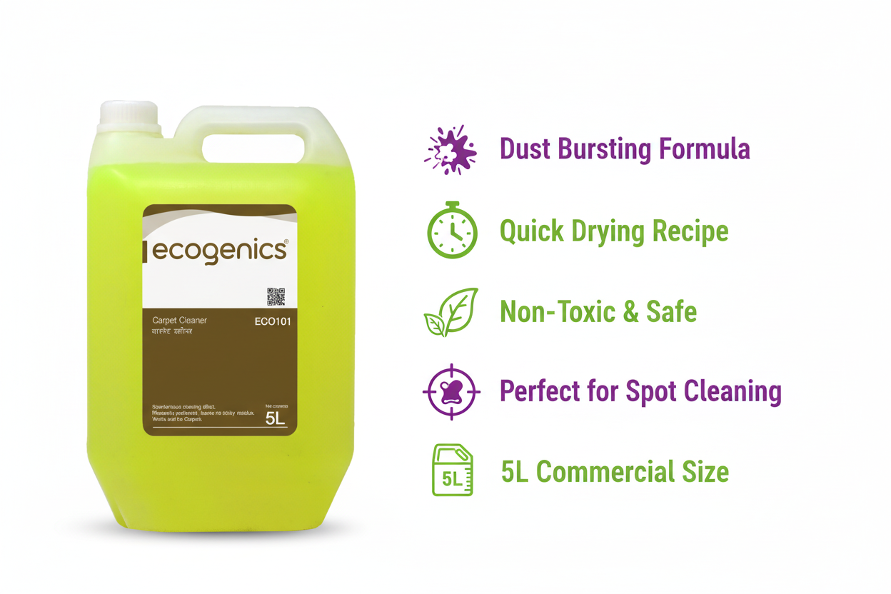  Ecogenics carpet cleaner 5L dust bursting formula quick dry upholstery shampoo hotels Nepal