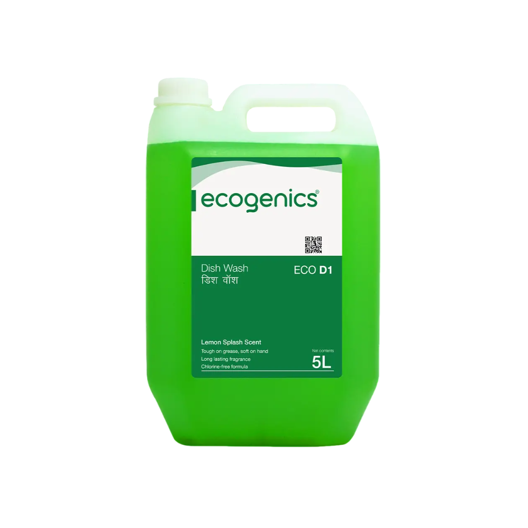 Ecogenics dish wash liquid 5L lemon fresh grease remover hotels restaurants Nepal food safe