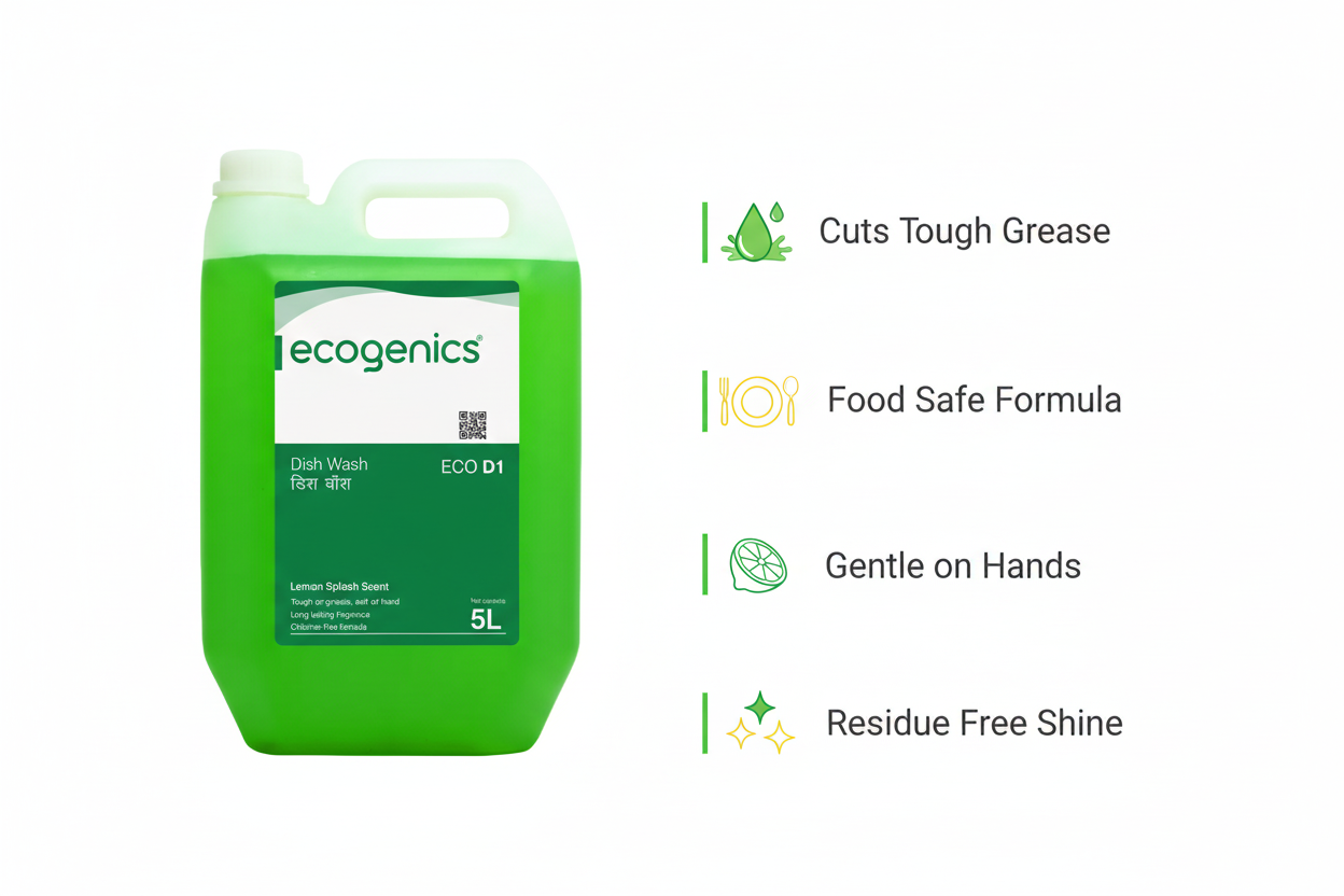 Ecogenics Dish Wash Liquid 5L – Food Safe, Lemon Fresh| Wholesale Nepal