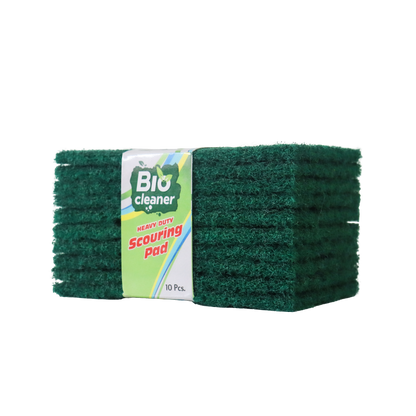 Green scrubbing pad bundle for removing grease grime and food residue from kitchen utensils countertops without scratching surfaces