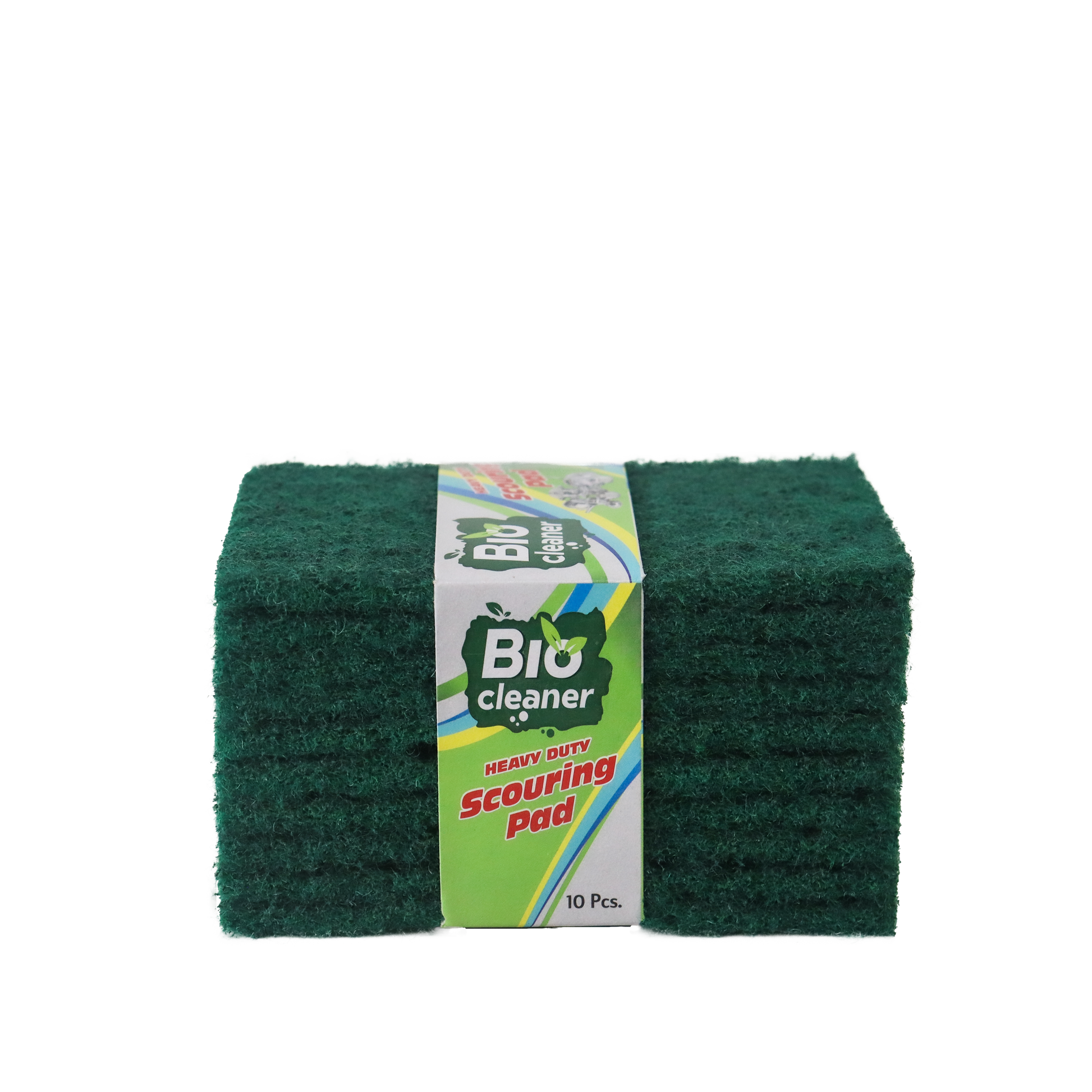 Bundle of 100 green scrubbing pads packaged together for wholesale professional kitchen and restaurant use
