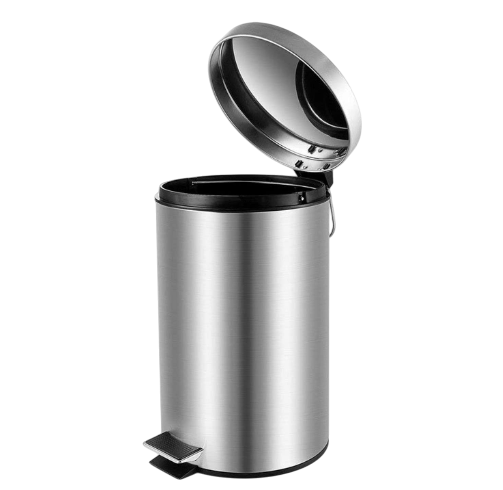 Hydraulic steel paddle dustbin with foot pedal mechanism for hands-free hygienic waste disposal in commercial facilities