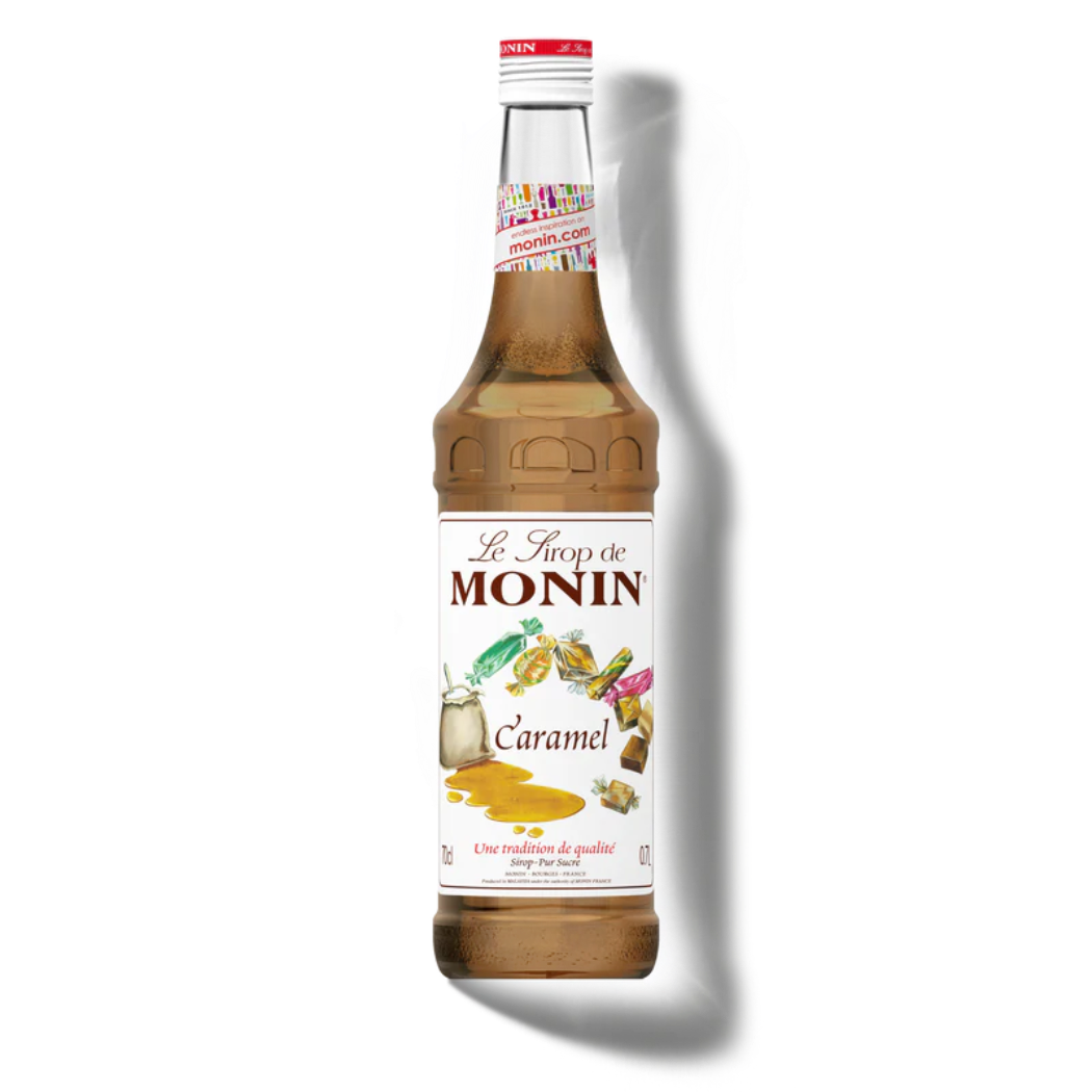 Monin Caramel Syrup 1L glass bottle rich golden amber caramel premium French syrup caramel macchiato latte coffee drinks dessert beverages Nepal wholesale Kathmandu HORECA coffee shops cafes barista