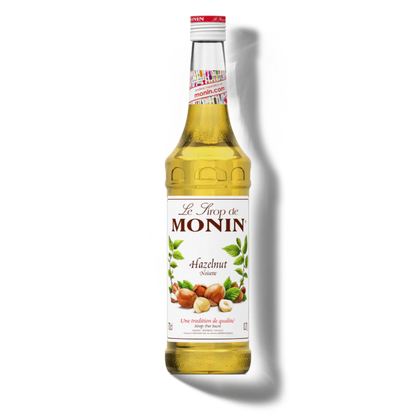 Monin Hazelnut Syrup 1L glass bottle luxurious golden rich nutty hazelnut premium French syrup hazelnut latte cappuccino coffee drinks Nepal wholesale Kathmandu HORECA coffee shops cafes barista