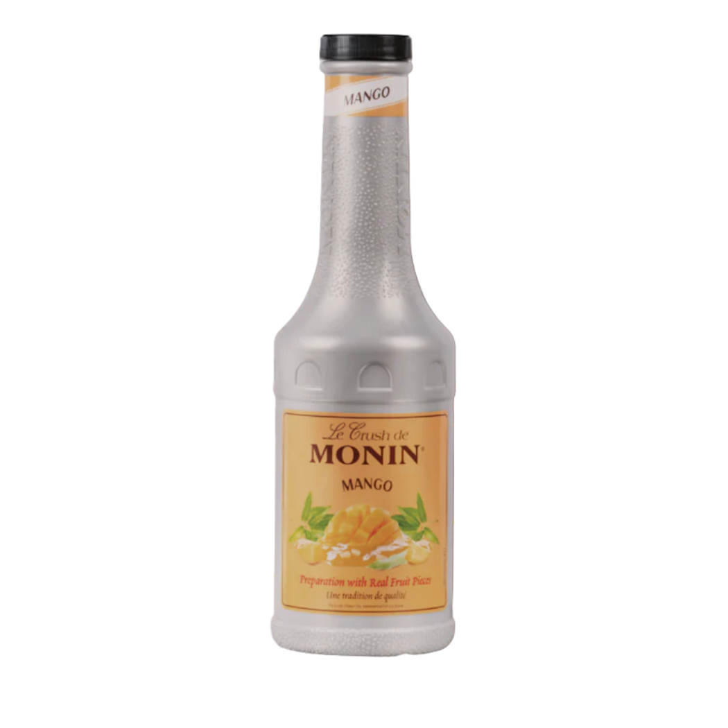 Monin Mango Crush 1L glass bottle vibrant golden orange mango concentrate natural fruit mix fresh Indian mangoes mango lassi smoothies iced teas cocktails desserts Nepal wholesale Kathmandu HORECA juice bars cafes restaurants hotels