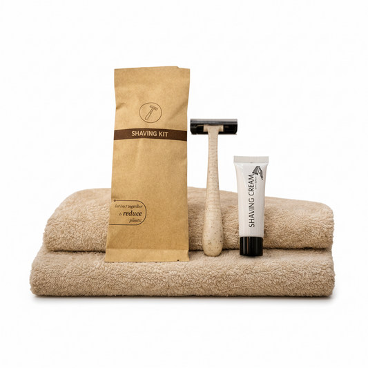 Eco-Friendly Wheat Straw Shaving Kit - Carbon Steel 3-Blade Razor + 10g Shaving Crea