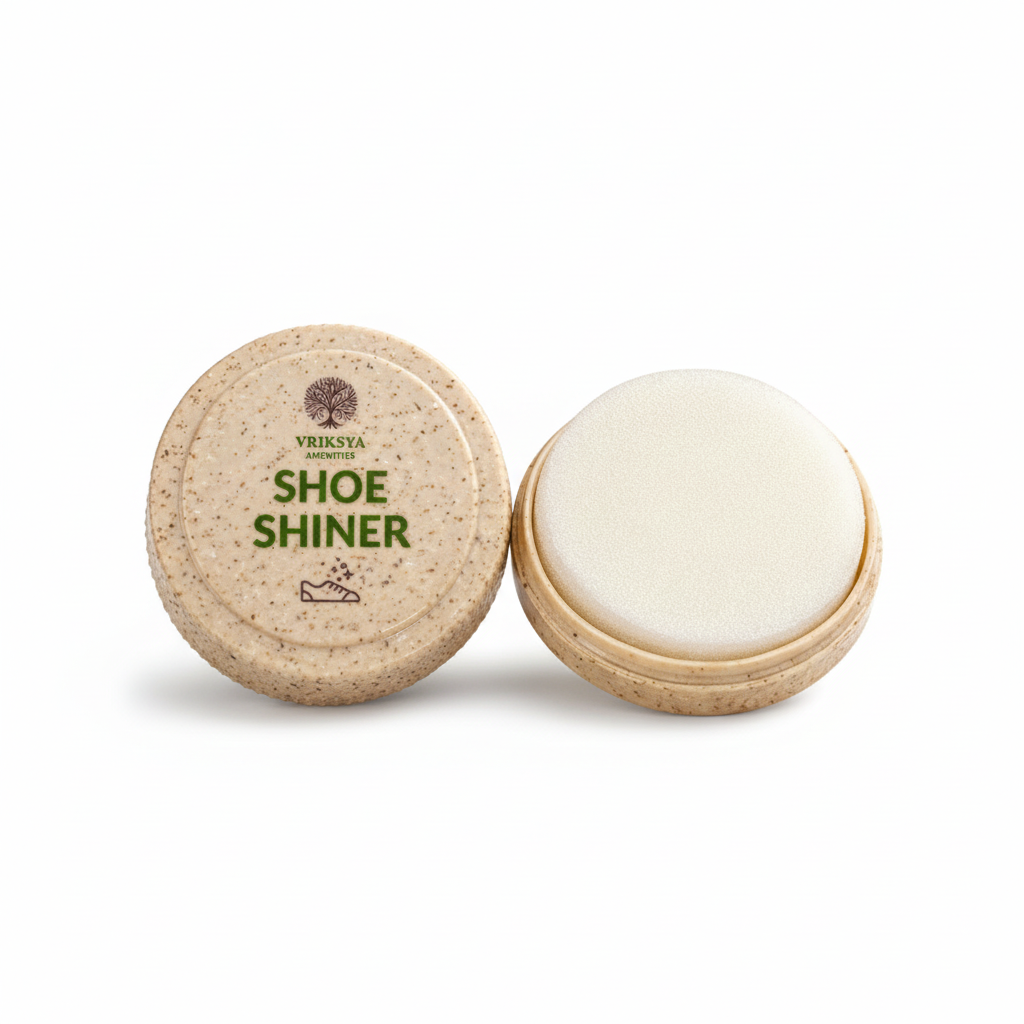 Vriksha Shoe Shiner with cork lid on a white background